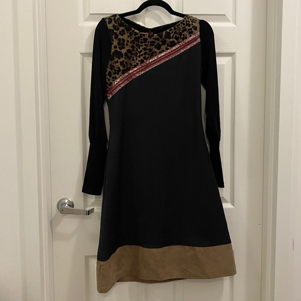 Unique leopard detail work dress